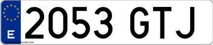 Ejemplo de matrícula de coche ordinaria 2053 GTJ