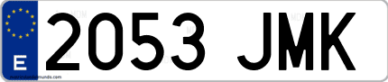 Ejemplo de matrícula de coche ordinaria 2053 JMK