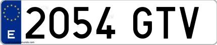 Ejemplo de matrícula española 2054 GTV