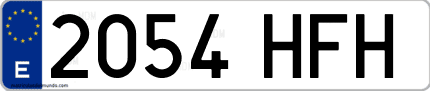 Ejemplo de matrícula de coche ordinaria 2054 HFH