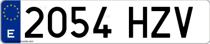 Ejemplo de matrícula de coche ordinaria 2054 HZV