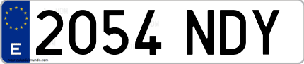 Ejemplo de matrícula de coche ordinaria 2054 NDY