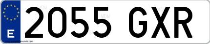 Ejemplo de matrícula española 2055 GXR