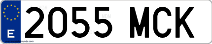 Ejemplo de matrícula de coche ordinaria 2055 MCK