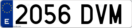 Ejemplo de matrícula de coche ordinaria 2056 DVM