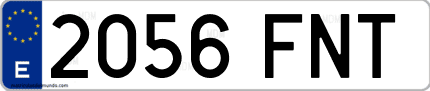 Ejemplo de matrícula de coche ordinaria 2056 FNT