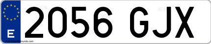 Ejemplo de matrícula de coche ordinaria 2056 GJX