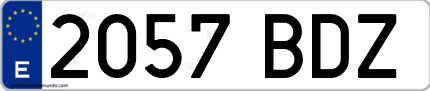 Ejemplo de matrícula de coche ordinaria 2057 BDZ