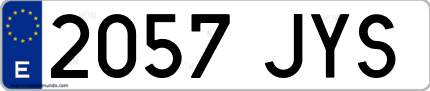 Ejemplo de matrícula de coche ordinaria 2057 JYS