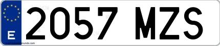 Ejemplo de matrícula española 2057 MZS