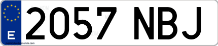 Ejemplo de matrícula de coche ordinaria 2057 NBJ