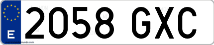 Ejemplo de matrícula de coche ordinaria 2058 GXC