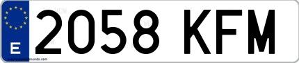 Ejemplo de matrícula española 2058 KFM