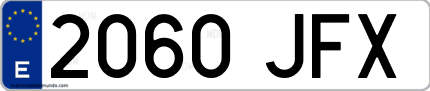 Ejemplo de matrícula de coche ordinaria 2060 JFX