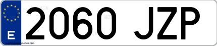 Ejemplo de matrícula española 2060 JZP