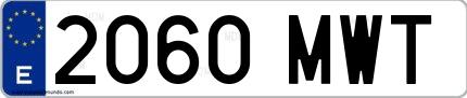 Ejemplo de matrícula española 2060 MWT