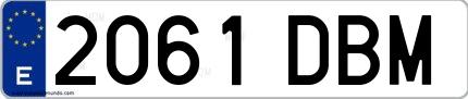 Ejemplo de matrícula española 2061 DBM