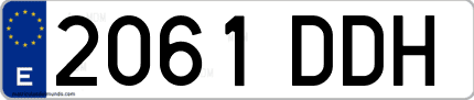 Ejemplo de matrícula de coche ordinaria 2061 DDH