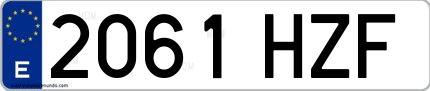 Ejemplo de matrícula española 2061 HZF