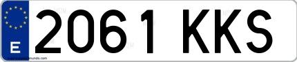 Ejemplo de matrícula española 2061 KKS
