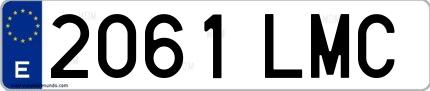 Ejemplo de matrícula de coche ordinaria 2061 LMC