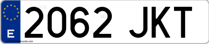 Ejemplo de matrícula de coche ordinaria 2062 JKT