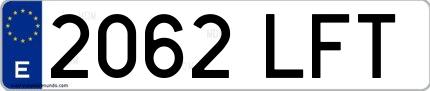 Ejemplo de matrícula española 2062 LFT