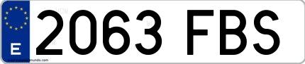 Ejemplo de matrícula española 2063 FBS