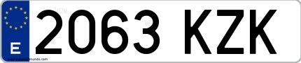 Ejemplo de matrícula española 2063 KZK