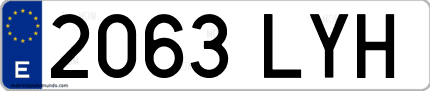 Ejemplo de matrícula de coche ordinaria 2063 LYH