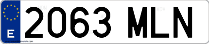Ejemplo de matrícula de coche ordinaria 2063 MLN