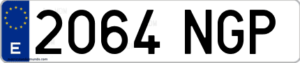 Ejemplo de matrícula de coche ordinaria 2064 NGP