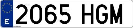 Ejemplo de matrícula española 2065 HGM