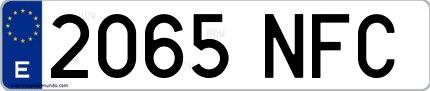Ejemplo de matrícula española 2065 NFC