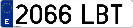 Ejemplo de matrícula de coche ordinaria 2066 LBT