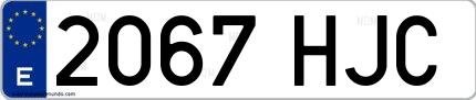 Ejemplo de matrícula española 2067 HJC