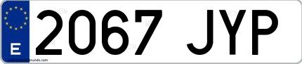 Ejemplo de matrícula española 2067 JYP