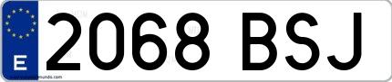 Ejemplo de matrícula española 2068 BSJ