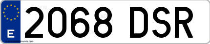 Ejemplo de matrícula de coche ordinaria 2068 DSR