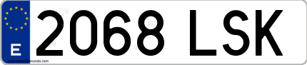 Ejemplo de matrícula de coche ordinaria 2068 LSK