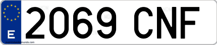 Ejemplo de matrícula de coche ordinaria 2069 CNF