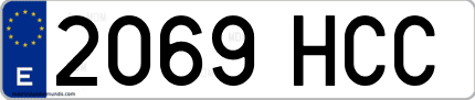 Ejemplo de matrícula de coche ordinaria 2069 HCC