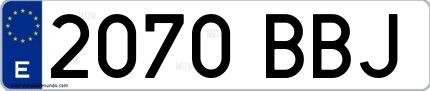Ejemplo de matrícula española 2070 BBJ