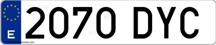 Ejemplo de matrícula española 2070 DYC