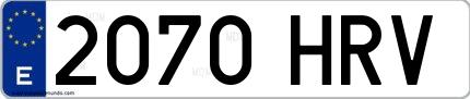 Ejemplo de matrícula española 2070 HRV