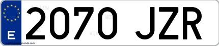 Ejemplo de matrícula española 2070 JZR