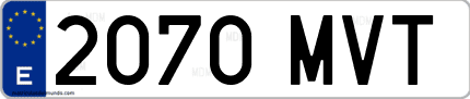 Ejemplo de matrícula de coche ordinaria 2070 MVT