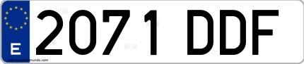 Ejemplo de matrícula española 2071 DDF