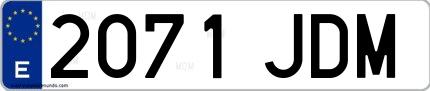 Ejemplo de matrícula española 2071 JDM