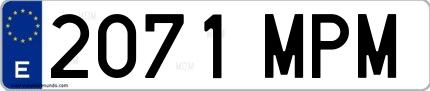 Ejemplo de matrícula española 2071 MPM